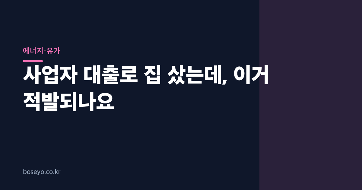 사업자 대출로 집 샀는데, 이거 적발되나요